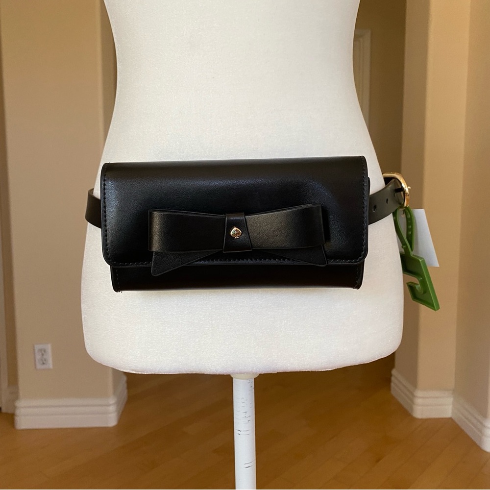 Kate Spade Leather Black Belt Bag with Bow